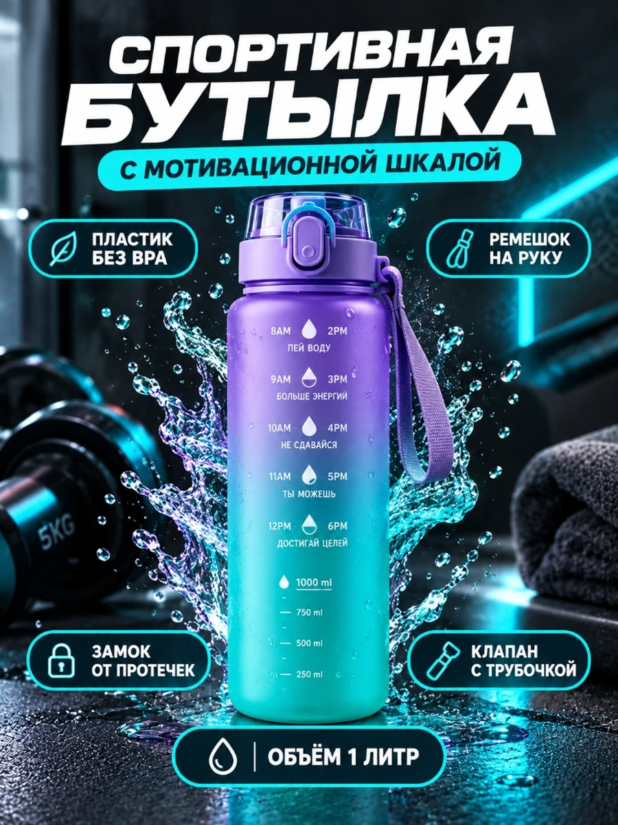 Спортивная бутылка инфографика WB