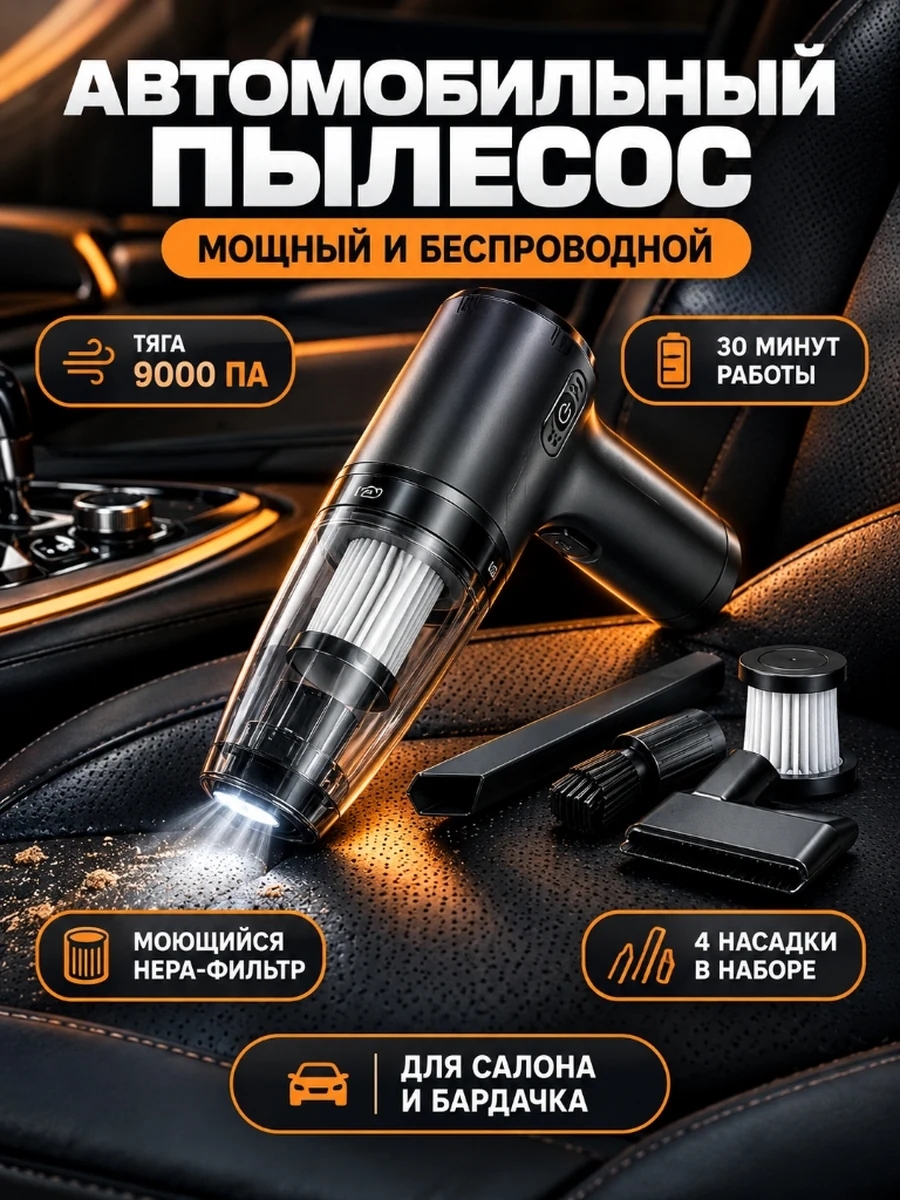 Автомобильный пылесос инфографика WB