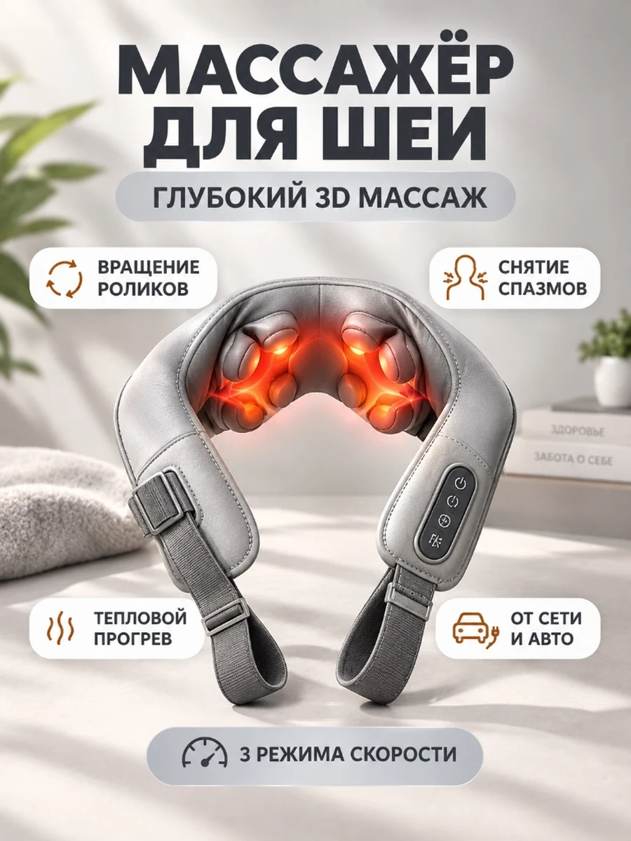 Массажер для шеи инфографика WB